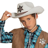 Chapeau Cowboy Blanc Enfant avec Insigne Sheriff