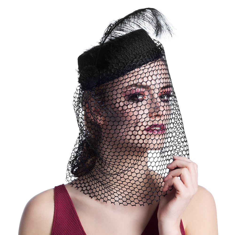 Voile à Pois Noir Chic - Accessoire Vintage Rétro Élégant