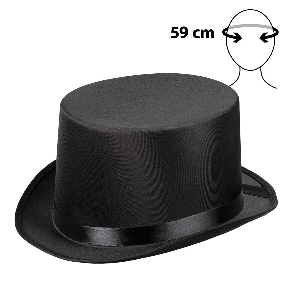 Haut-de-forme noir satiné - Accessoire soirée élégante