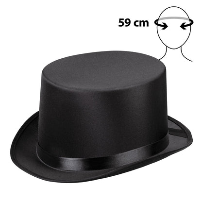 Haut-de-forme noir satiné - Accessoire soirée élégante