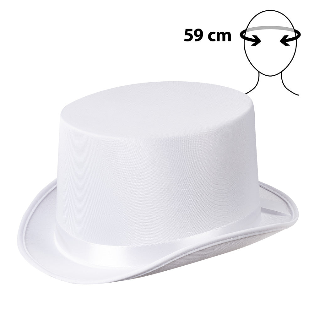 Haut de forme blanc luxe - Déguisement élégant 59cm