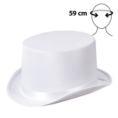 Haut de forme blanc luxe - Déguisement élégant 59cm