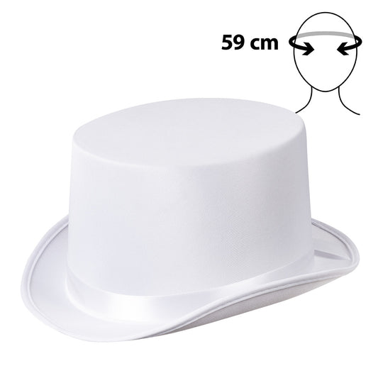 Haut de forme blanc luxe - Déguisement élégant 59cm