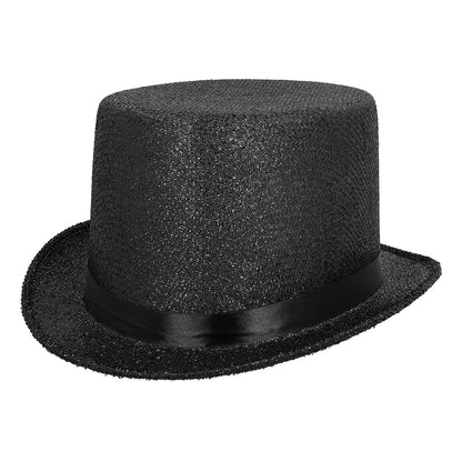 Haut de Forme Noir Paillettes - Accessoire de Fête Élégant