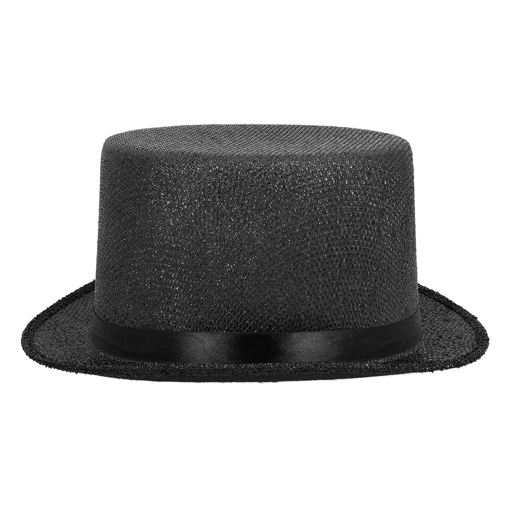Haut de Forme Noir Paillettes - Accessoire de Fête Élégant