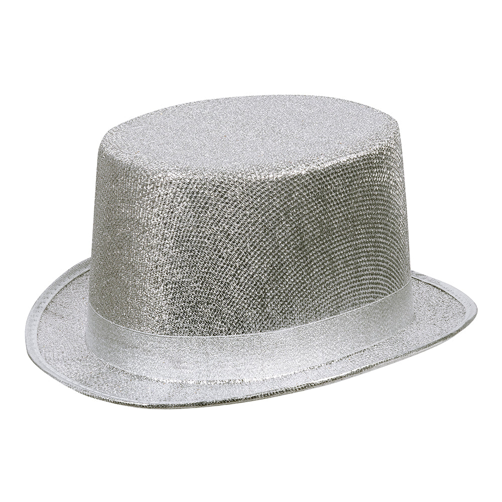 Haut de forme argenté paillettes - Accessoire fête disco
