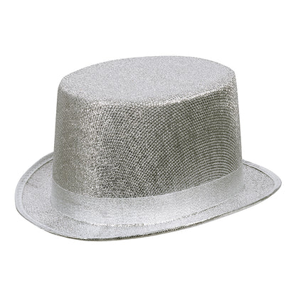 Haut de forme argenté paillettes - Accessoire fête disco