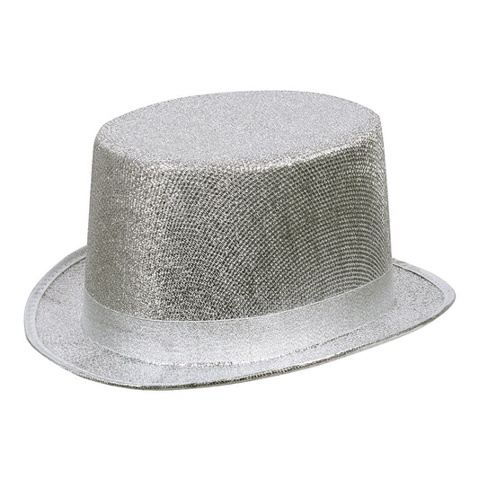 Haut de forme argenté paillettes - Accessoire fête disco