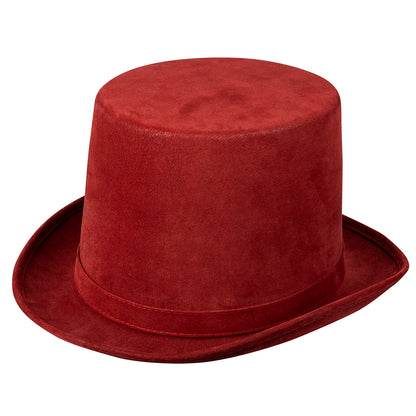 Haut de forme rouge bordeaux steampunk velours