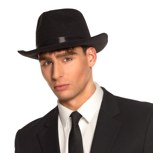 Chapeau Fedora Noir Feutre - Accessoire Déguisement Adulte