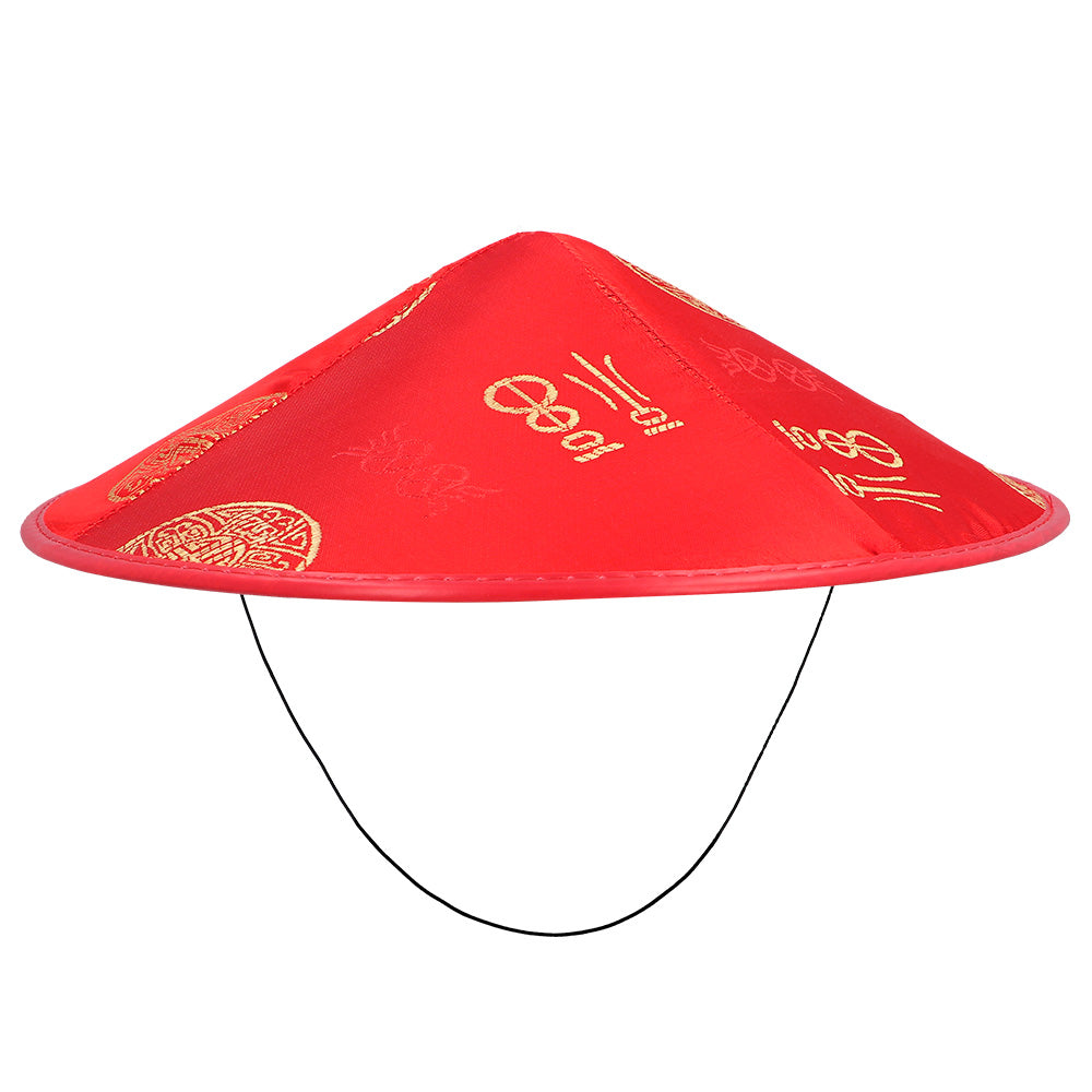 Chapeau Conique Asiatique Rouge - Accessoire Déguisement Asie