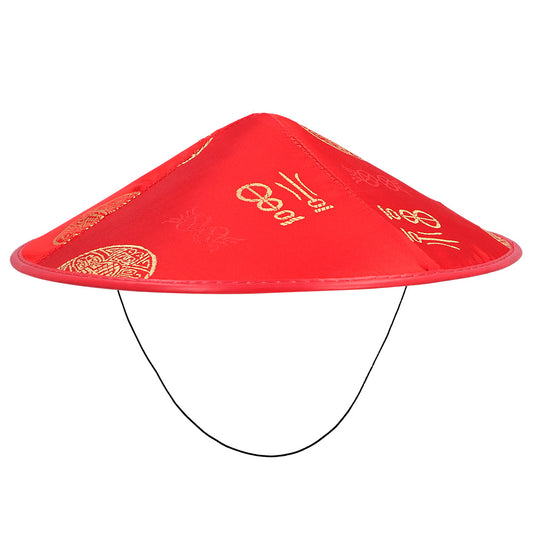 Chapeau Conique Asiatique Rouge - Accessoire Déguisement Asie