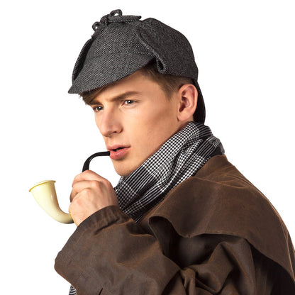 Chapeau Sherlock Holmes Tweed Noir - Costume Détective Classique