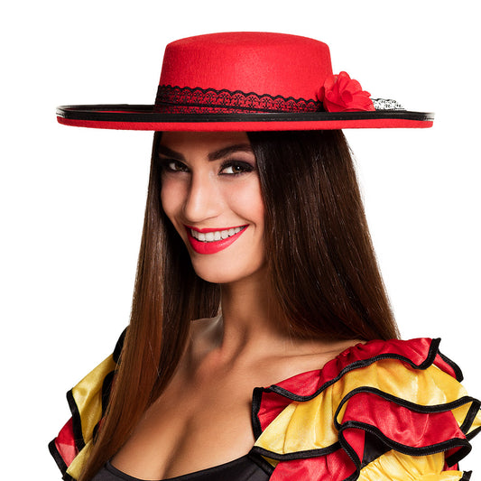 Chapeau Espagnol Rouge Luxe - Accessoire Déguisement Adulte