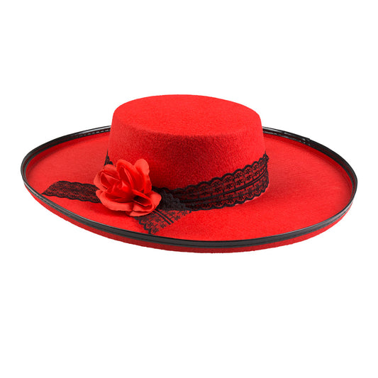 Chapeau Espagnol Rouge Luxe - Accessoire Déguisement Adulte