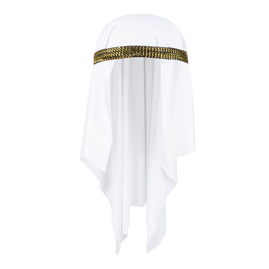 Coiffe Arabe Cheikh Blanc avec Bandeau Or