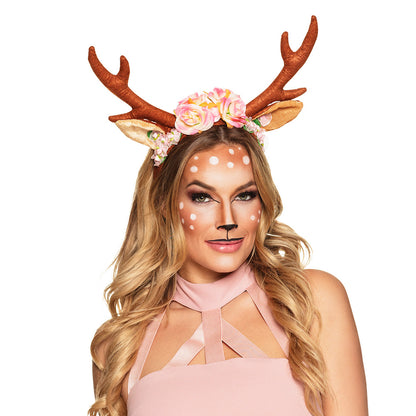 Serre-tête Cornes de Cerf Fleuries - Déguisement Biche Chic