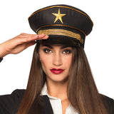 Casquette Commandant Militaire Noire et Or avec Étoile
