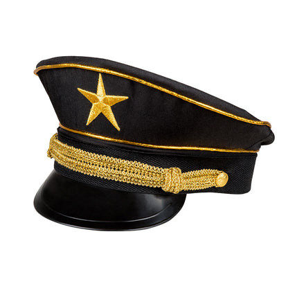 Casquette Commandant Militaire Noire et Or avec Étoile