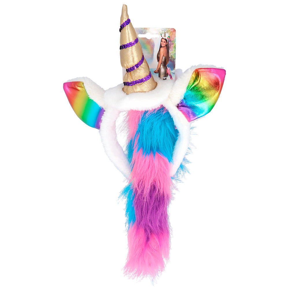 Serre-tête Licorne Irisée - Cornes & Oreilles Pailletées