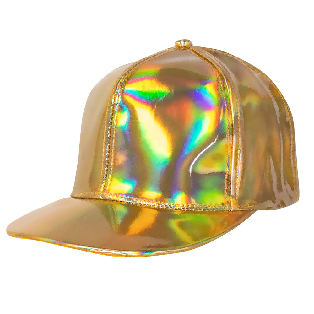 Casquette Holographique Doré - Effet Arc-en-Ciel Brillant