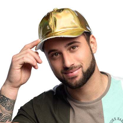 Casquette Holographique Doré - Effet Arc-en-Ciel Brillant