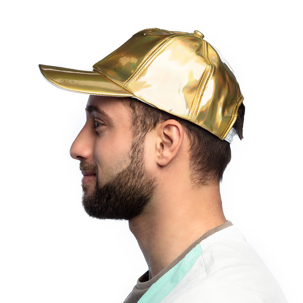 Casquette Holographique Doré - Effet Arc-en-Ciel Brillant