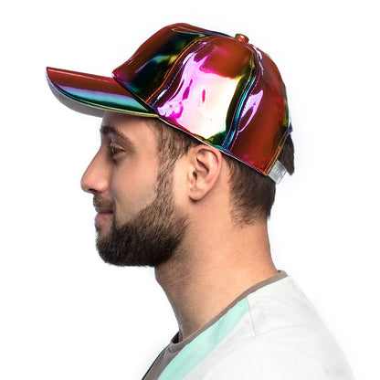 Casquette Holographique Irisée Arc-en-ciel Disco
