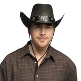 Chapeau Cowboy Noir avec Tête de Taureau - Accessoire Western