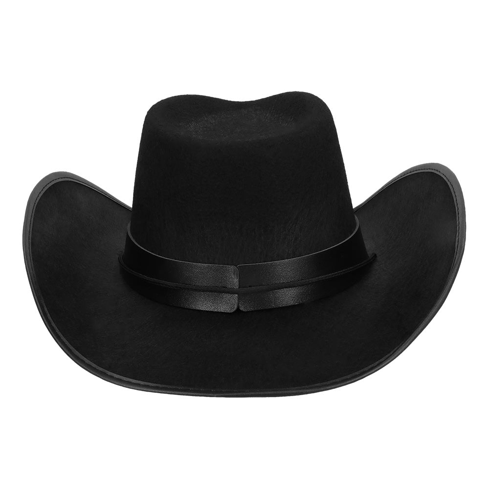 Chapeau Cowboy Noir avec Tête de Taureau - Accessoire Western