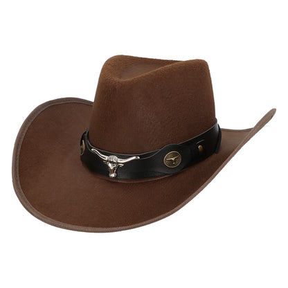 Chapeau Cowboy Marron avec Bande Noire et Cordelette
