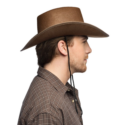 Chapeau Cowboy Marron avec Bande Noire et Cordelette