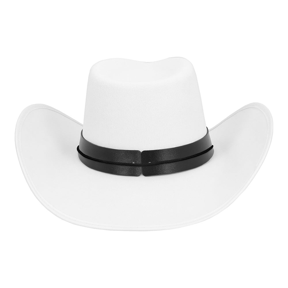 Chapeau Cowboy Blanc avec Bandeau Cuir Taureau