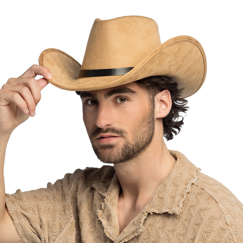Chapeau Cowboy Beige Velours Adulte Accessoire Western