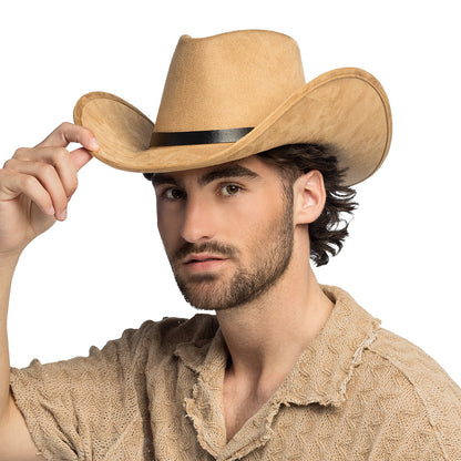 Chapeau Cowboy Beige Velours Adulte Accessoire Western