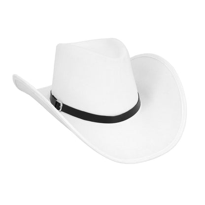 Chapeau Cowboy Blanc avec Bande Noire - Déguisement Western
