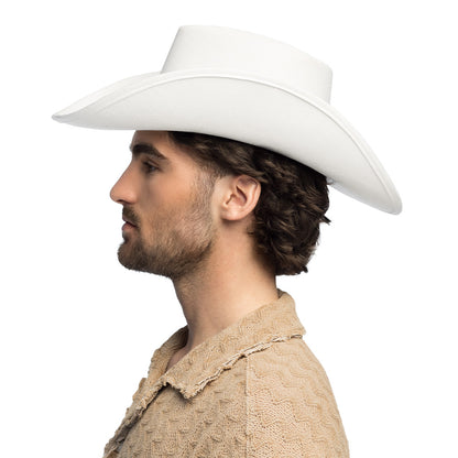 Chapeau Cowboy Blanc avec Bande Noire - Déguisement Western