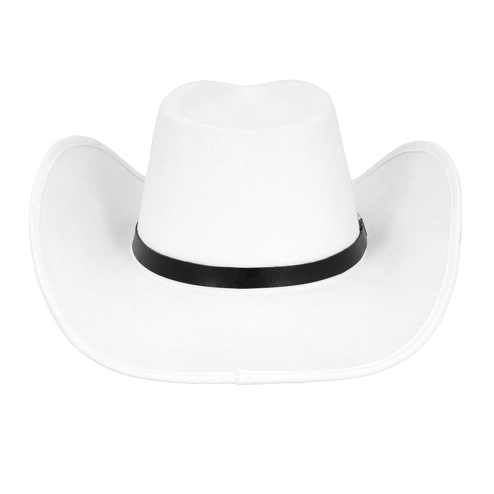 Chapeau Cowboy Blanc avec Bande Noire - Déguisement Western