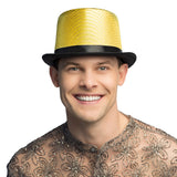 Chapeau Haut de Forme Paillettes Jaune et Noir - Accessoire Soirée