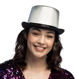 Haut de Forme Pailleté Argent et Noir - Accessoire Soirée