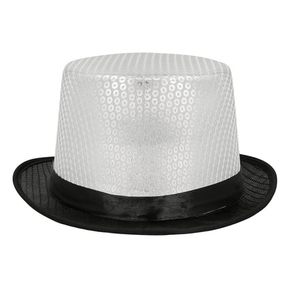 Haut de Forme Pailleté Argent et Noir - Accessoire Soirée