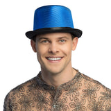 Haut de forme paillettes bleu électrique - Accessoire fête inoubliable