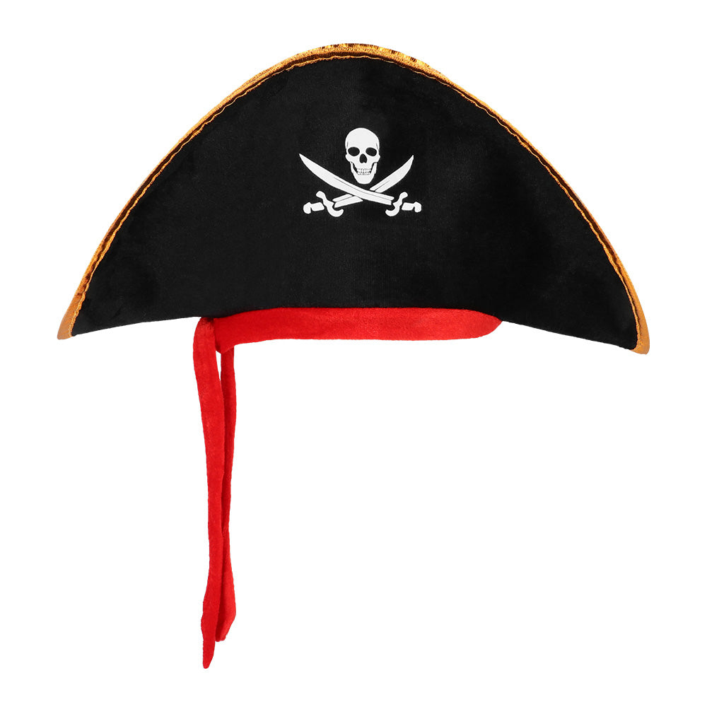 Chapeau Pirate Enfant Noir avec Crâne et Foulard Rouge