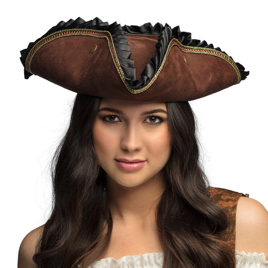 Tricorne Pirate Marron Luxe - Chapeau Pirate Adulte