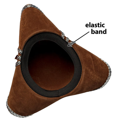 Chapeau Tricorne Pirate Marron avec Décoration Argentée