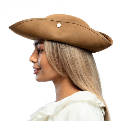 Chapeau Tricorne Cuir Marron - Accessoire Pirate & Colonial