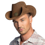 Chapeau Cowboy Marron Cuir - Accessoire Western Adulte 58cm