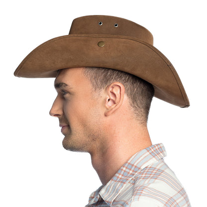 Chapeau Cowboy Marron Cuir - Accessoire Western Adulte 58cm