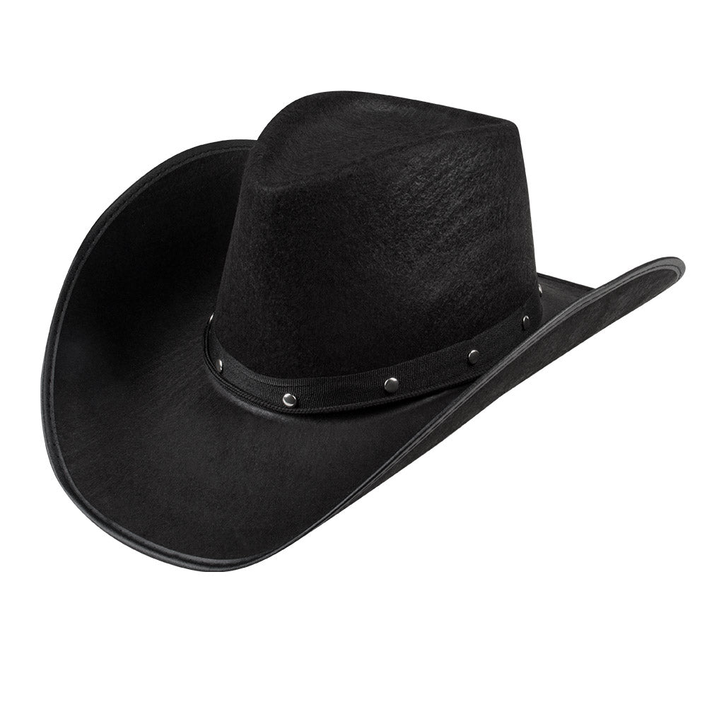 Chapeau Cowboy Noir avec Cordon - Accessoire Western Authentique