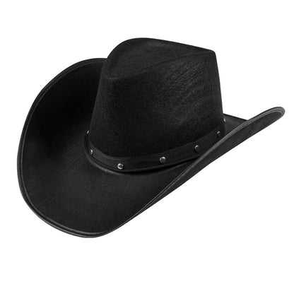 Chapeau Cowboy Noir avec Cordon - Accessoire Western Authentique